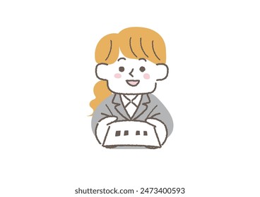 Clip art of businesswoman offering her business card