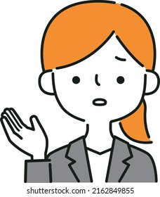 Clip art of businesswoman with troubled expression and pose