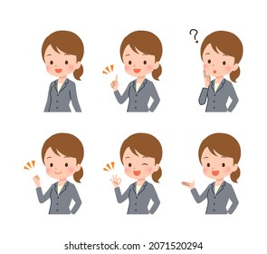 Clip art of businesswoman in various poses