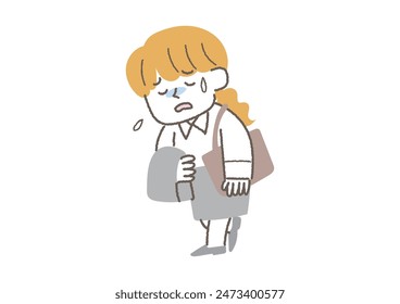 Clip art of a businesswoman walking with a painful look