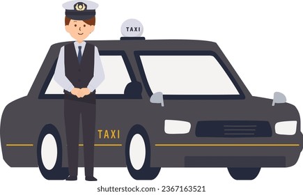 Clip art of cab and female driver