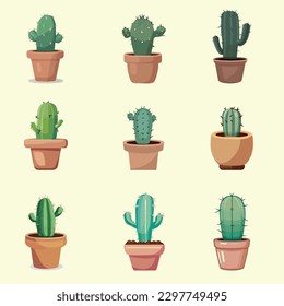 Clip art cactus vector illustration with white background