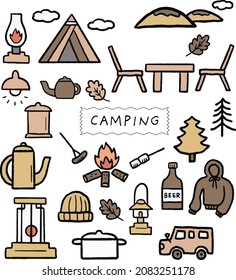 imágenes prediseñadas de herramientas de camping.