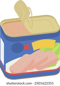 Clip art of canned luncheon meat with open lid