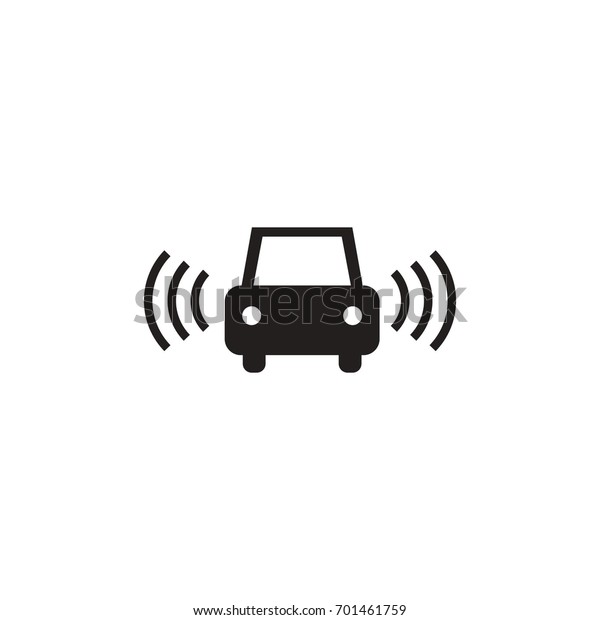 Clip art of a car with alarm turned on\
black vector icon isolated on white\
background