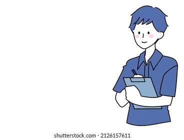 Clip art of a caregiver taking notes in a binder