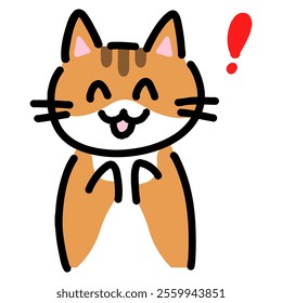 Clip art of cat with handwritten smile