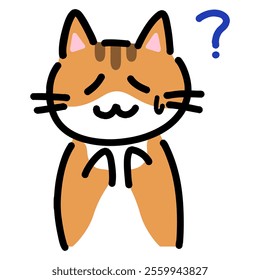 Clip art of cat with troubled expression