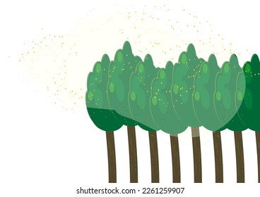 Clip art of cedar forest sending pollen