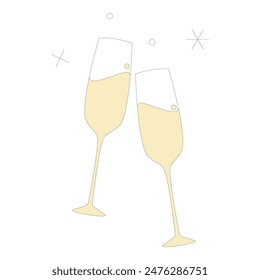 Clip art of champagne glass, toast, icon