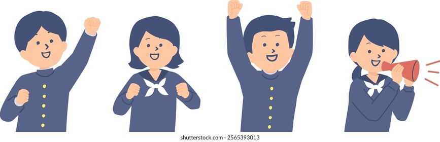 Clip art of cheering students