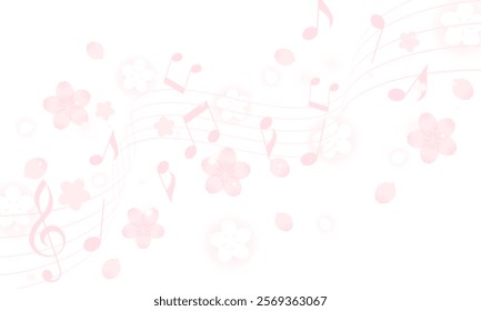 Clip art of cherry blossoms and music note