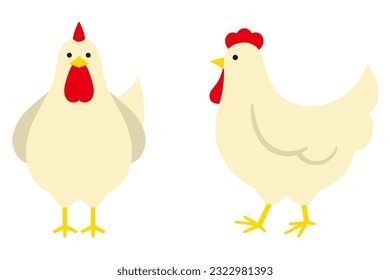 Clip art of chicken facing front and side