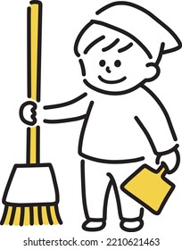 Clip art of child cleaning