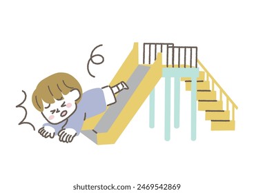 Clip art of child injured on park slide