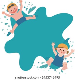 Clip art of child jumping in pool