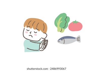 Clip art of child with many likes and dislikes of food