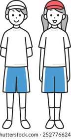 Clip art of children in gym uniform