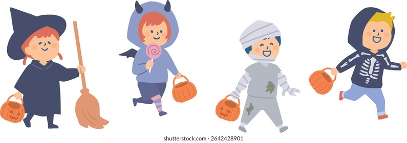 Clip art of children in Halloween costume