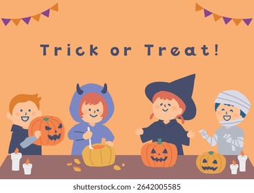Clip art of children having a Halloween party