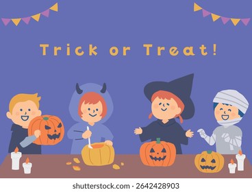 Clip art of children having a Halloween party