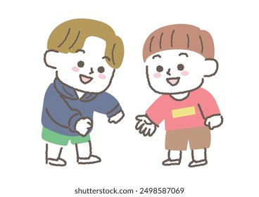 Clip art of children playing rock-paper-scissors-paper