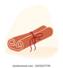 Clip art with Christmas cinnamon stick. Holiday design for Christmas home decor, holiday greetings, Christmas and New Year celebration. 