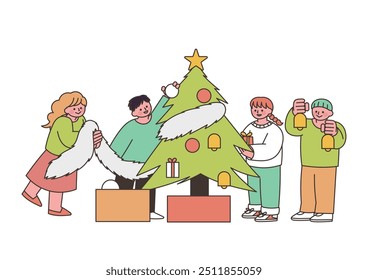  Clip art of Christmas tree and children