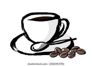 Clip art of coffee cup and coffee bean