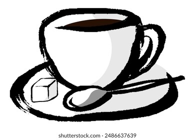 Clip art de la tasse de café et du sucre cube