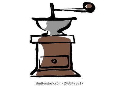 Clip art of coffee mill of brush touch