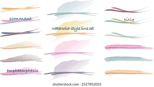 Corte artístico de conjunto de linhas coloridas em estilo aquarela