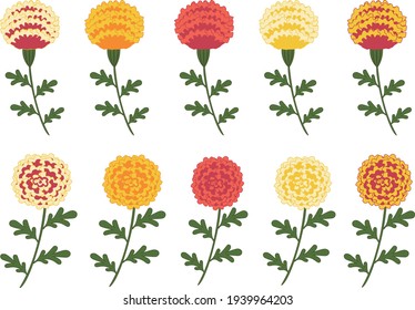 Clip Art Colorful Marigolds Stock Vector (Royalty Free) 1939964203 ...