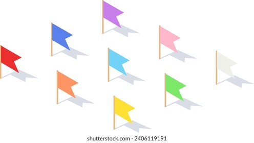 Clip art of colorful small flags