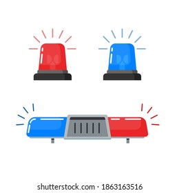 Clip art of common different police sirens in white background. Sign of police emergency lights isolated on white background.