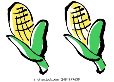 Clip art of corn with brush touch