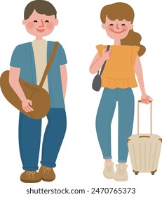 Clip art of couple traveling
