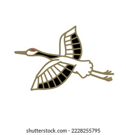 Clip art of crane flapping in the sky