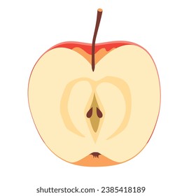 Clip art of cross section of apple cut in half vertically Color without line