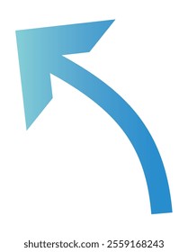 Clip art of curved left-pointing arrow in business blue gradient.