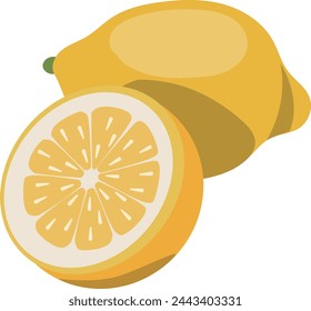 Clip art of cut lemon and whole lemon