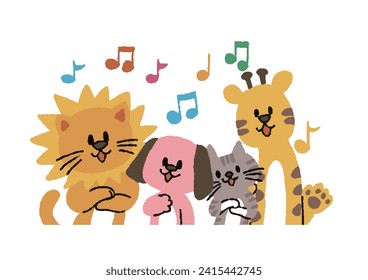 Clip art of cute animals singing