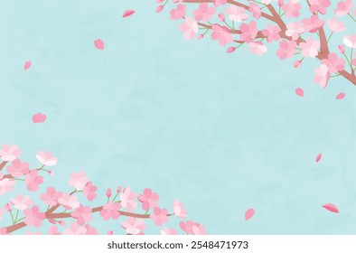 clip art of cute background of cherry blossoms in spring.
This template illustration has a festive atmosphere and copy space.