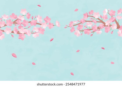 clip art of cute background of cherry blossoms in spring.
This template illustration has a festive atmosphere and copy space.