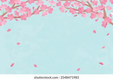 clip art of cute background of cherry blossoms in spring.
This template illustration has a festive atmosphere and copy space.