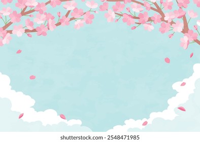 clip art of cute background of cherry blossoms in spring.
This template illustration has a festive atmosphere and copy space.