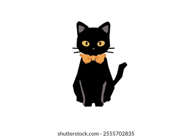 clip art of cute black cat with bow tie