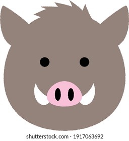 clip art of cute boar's face