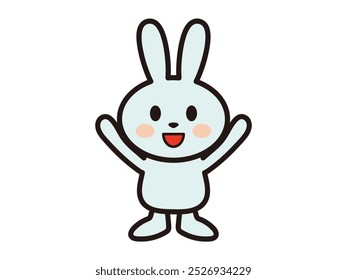 Clip art of a cute bunny happy with a banzai