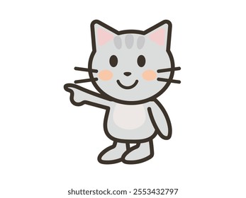 Clip art of cute cat pointing a finger